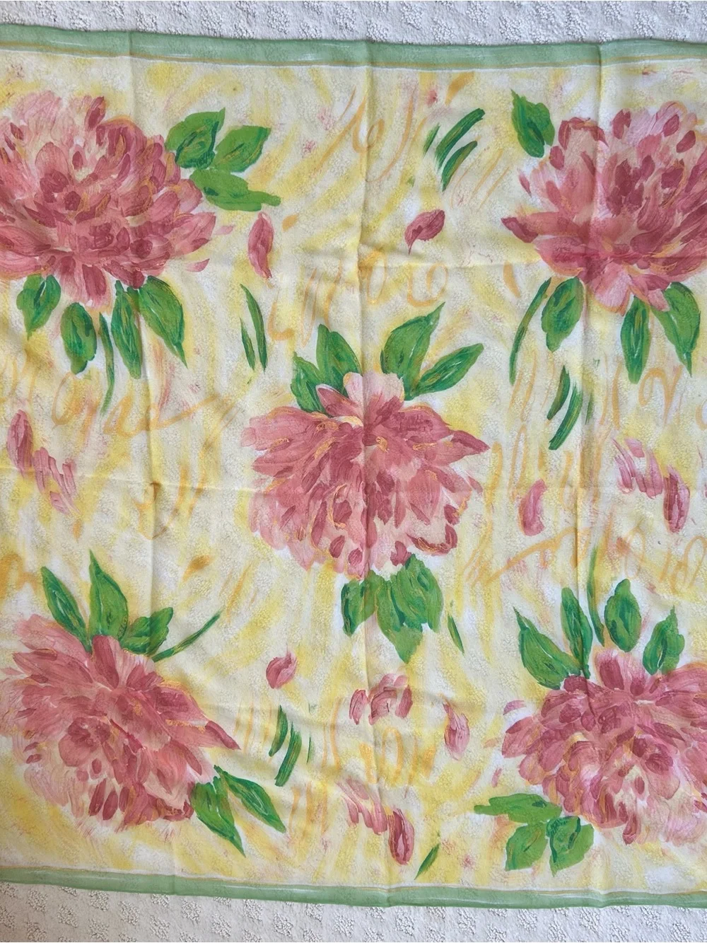 Carlisle “Peonies” Silk Chiffon Scarf